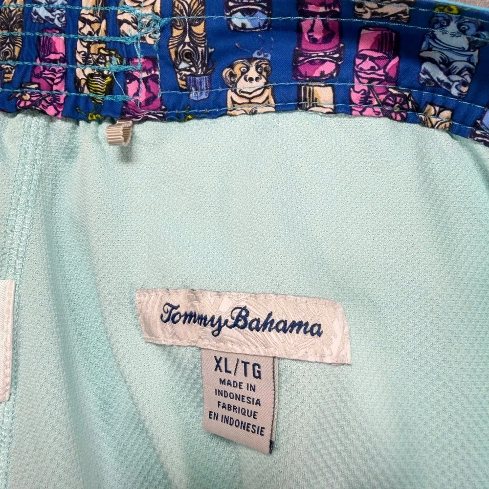 Tommy Bahama Mens XL Cyan Blue Cargo Swim Trunks Marlin Logo Board Shorts 36x8